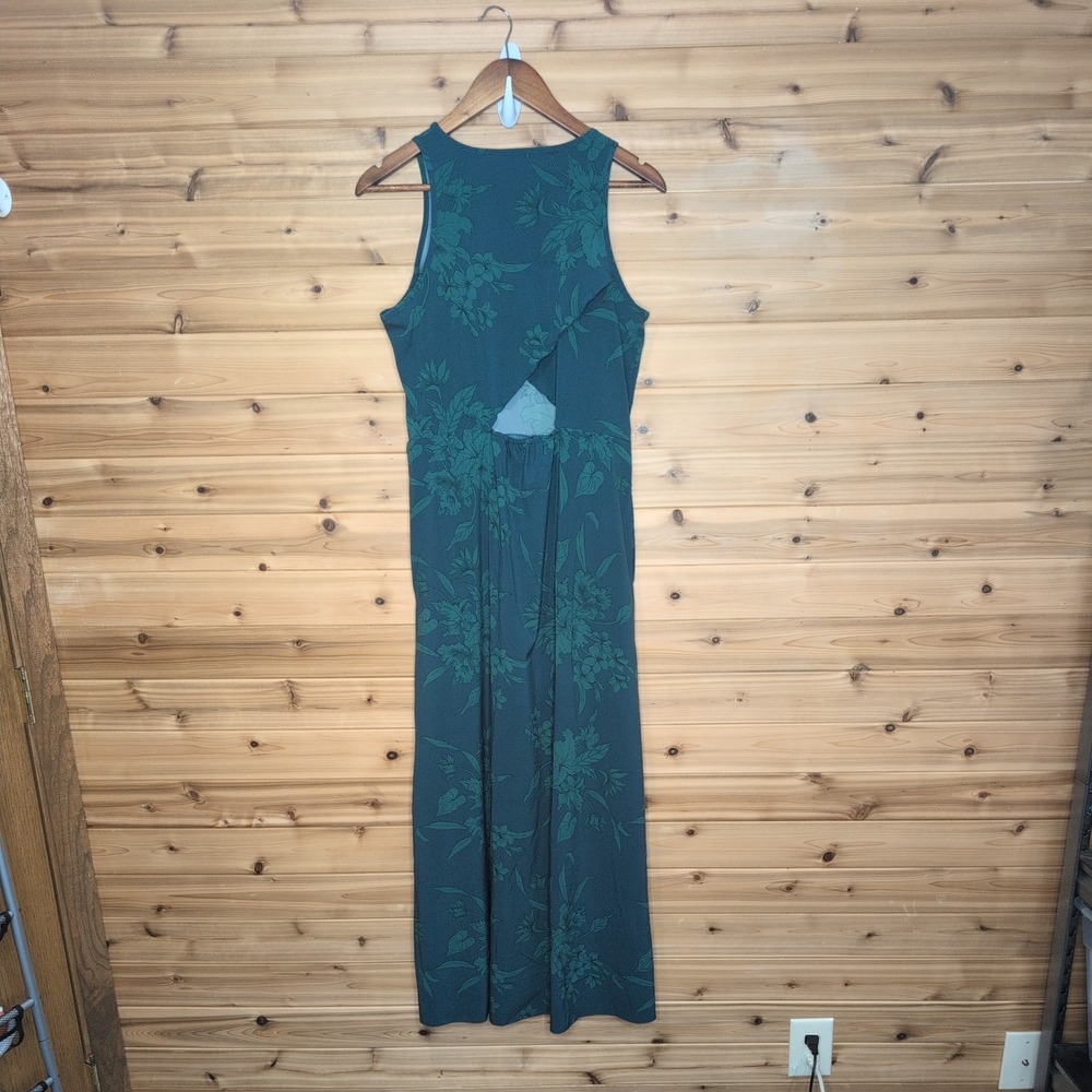 Toad&Co Sunkissed Maxi Dress Teal Green Floral Cutout Back Spring 24 Womens M - Picture 5 of 12